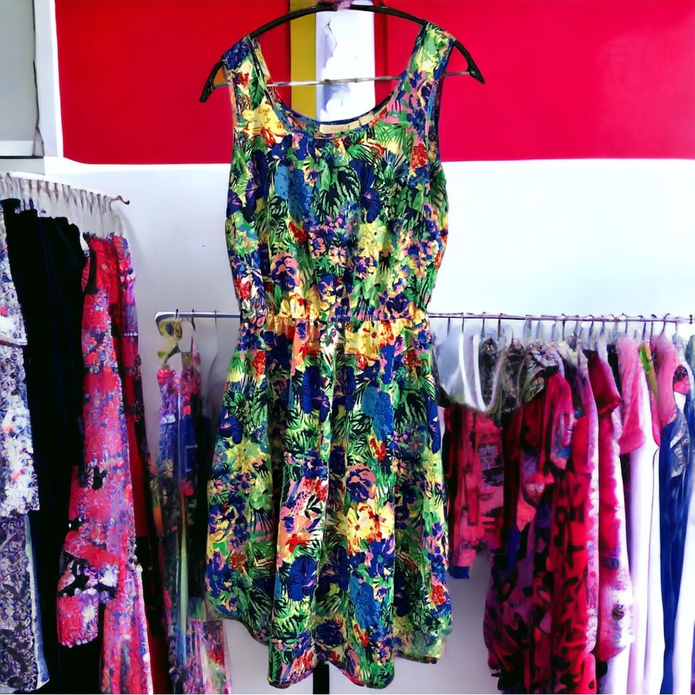 New Glory Hawaiian Floral Print Dress Size M
